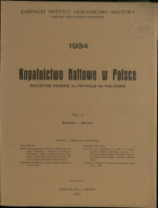 Kopalnictwo Naftowe w Polsce : 1934 : nr 1