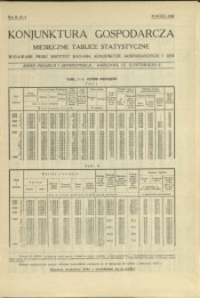 Konjunktura gospodarcza : Miesięczne Tablice Statystyczne : 1933 : nr 3