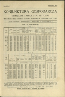Konjunktura gospodarcza : Miesięczne Tablice Statystyczne : 1933 : nr 9
