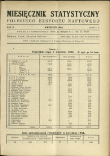Miesięcznik Statystyczny Polskiego Eksportu Naftowego : 1934 : nr 4