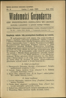Wiadomości Gospodarcze Izby Przemysłowo-Handlowej we Lwowie : 1929 : nr 9