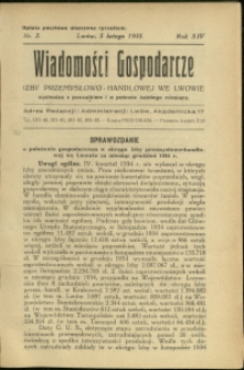 Wiadomości Gospodarcze Izby Przemysłowo-Handlowej we Lwowie : 1935 : nr 3