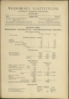 Wiadomości Statystyczne Syndykatu Przemysłu Naftowego : 1931 : nr 8