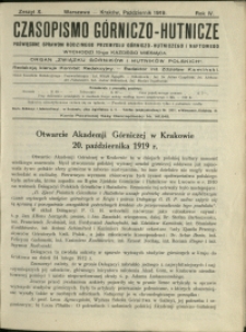 Czasopismo Górniczo-Hutnicze : 1919 : z. 10