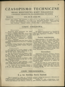 Czasopismo Techniczne : 1923 : nr 8